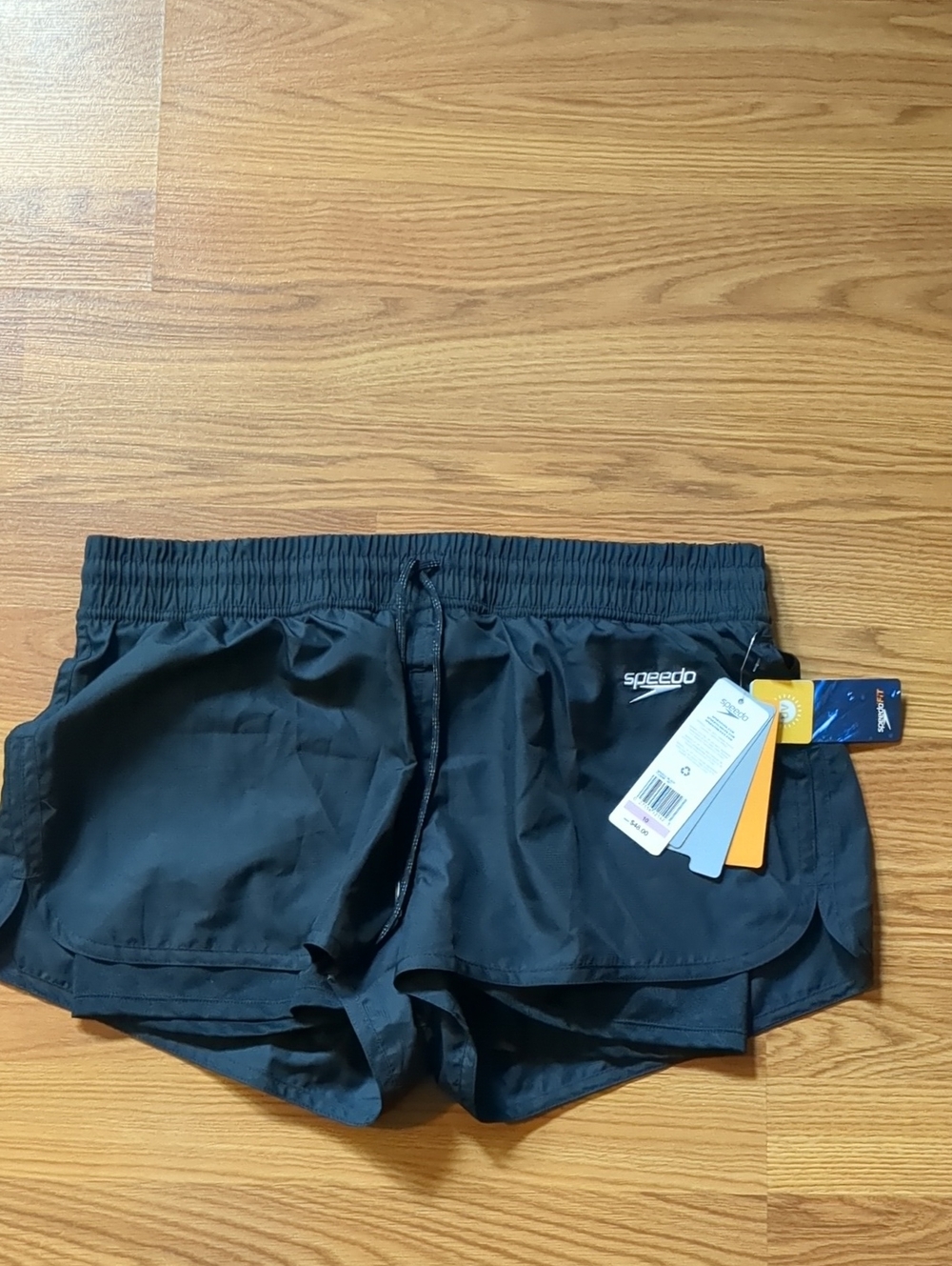Speedo Fit NWT Black Layered 2-In-1 Hydro Volley Swim Shorts Size 10